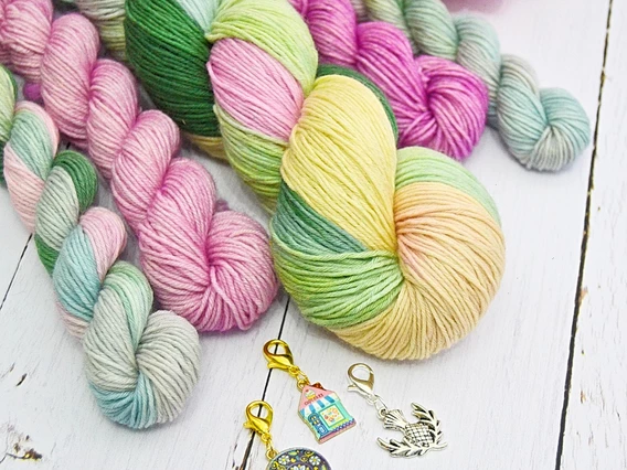 Hand-dyed wool and classic stitch markers