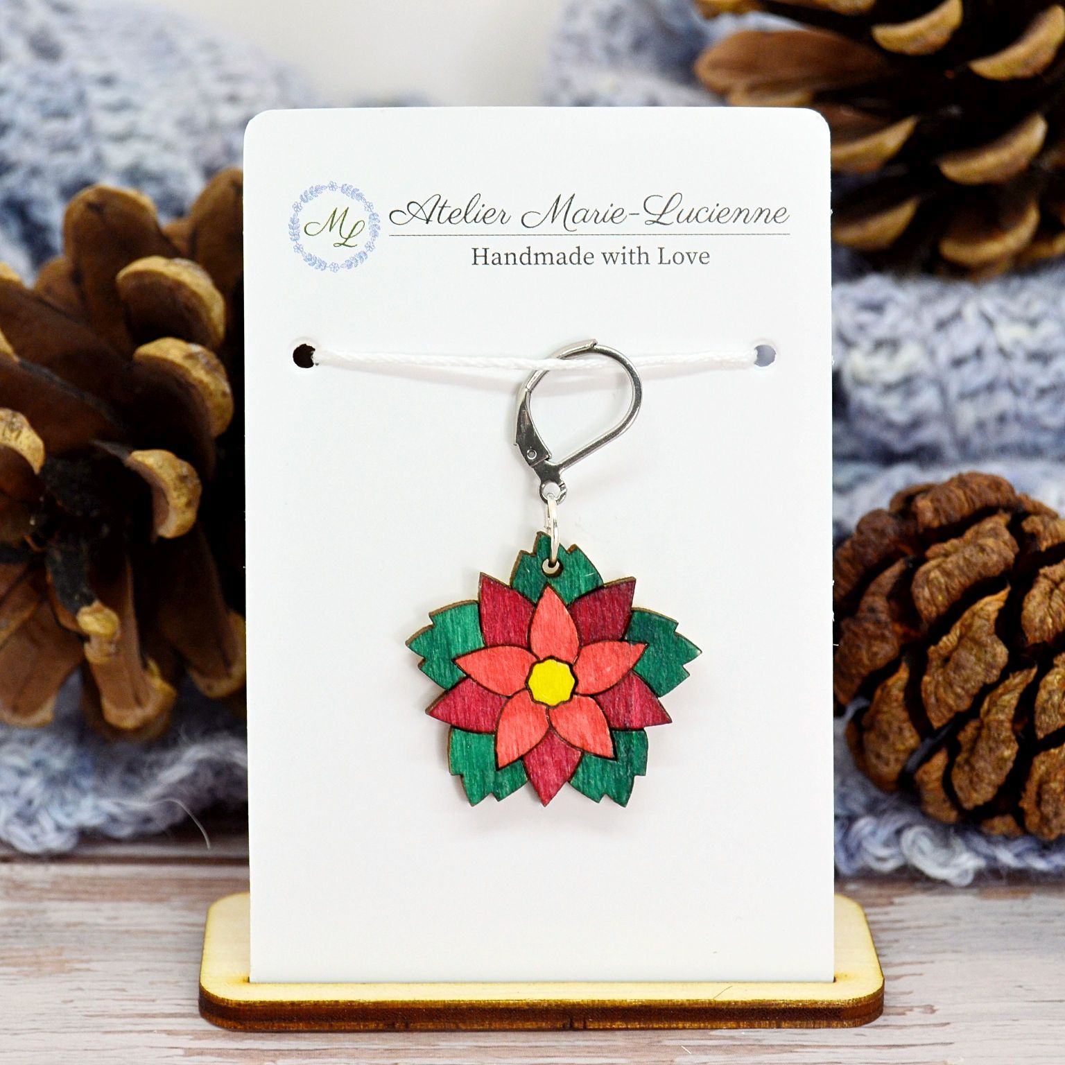 Holzmaschenmarkierer Poinsettia an Backing Card