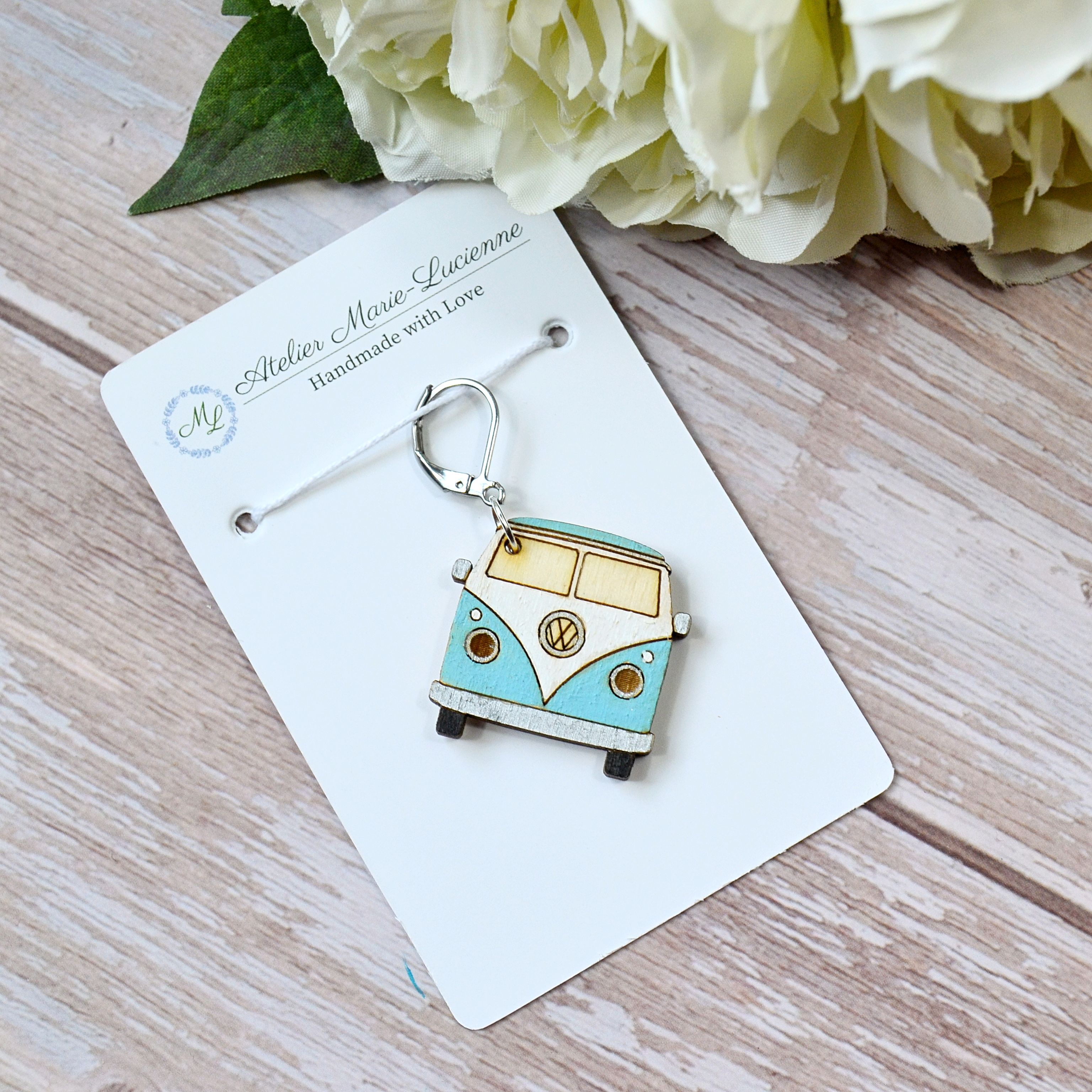 Holzmaschenmarkierer VW Bulli auf Backing Card