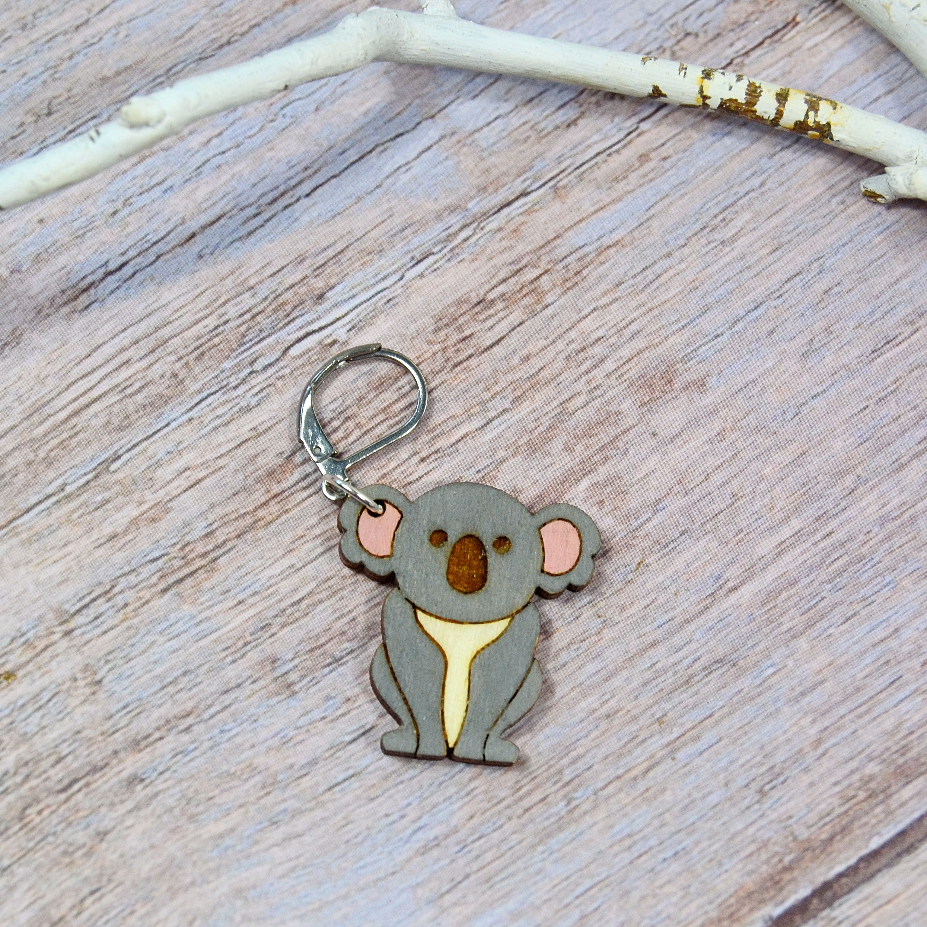 Holzmaschenmarkierer Koala aus Pappelholz mit Aquarellfarben
