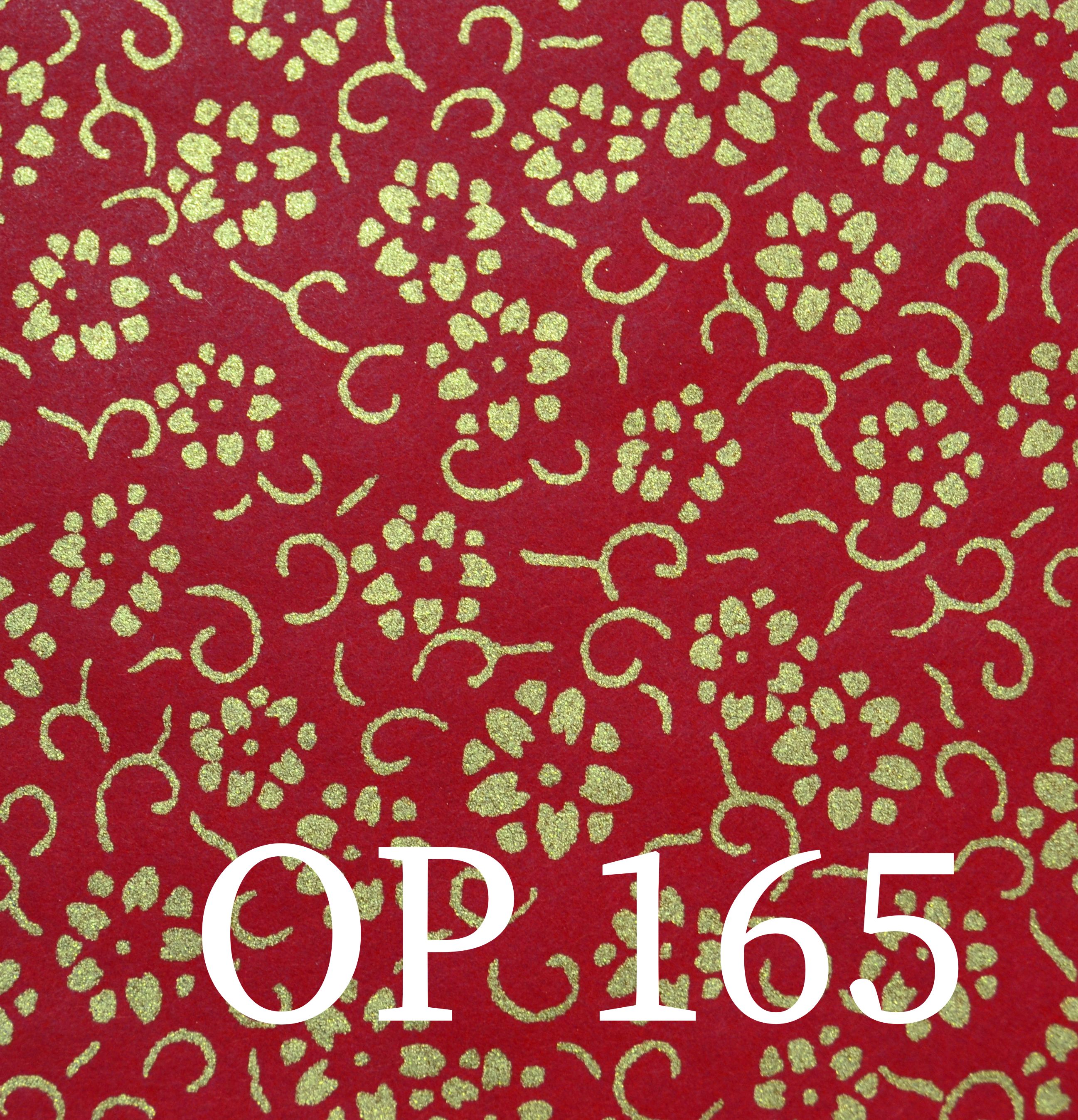 Origamipapier OP 165 goldene Blumen auf rotem Hintergrund