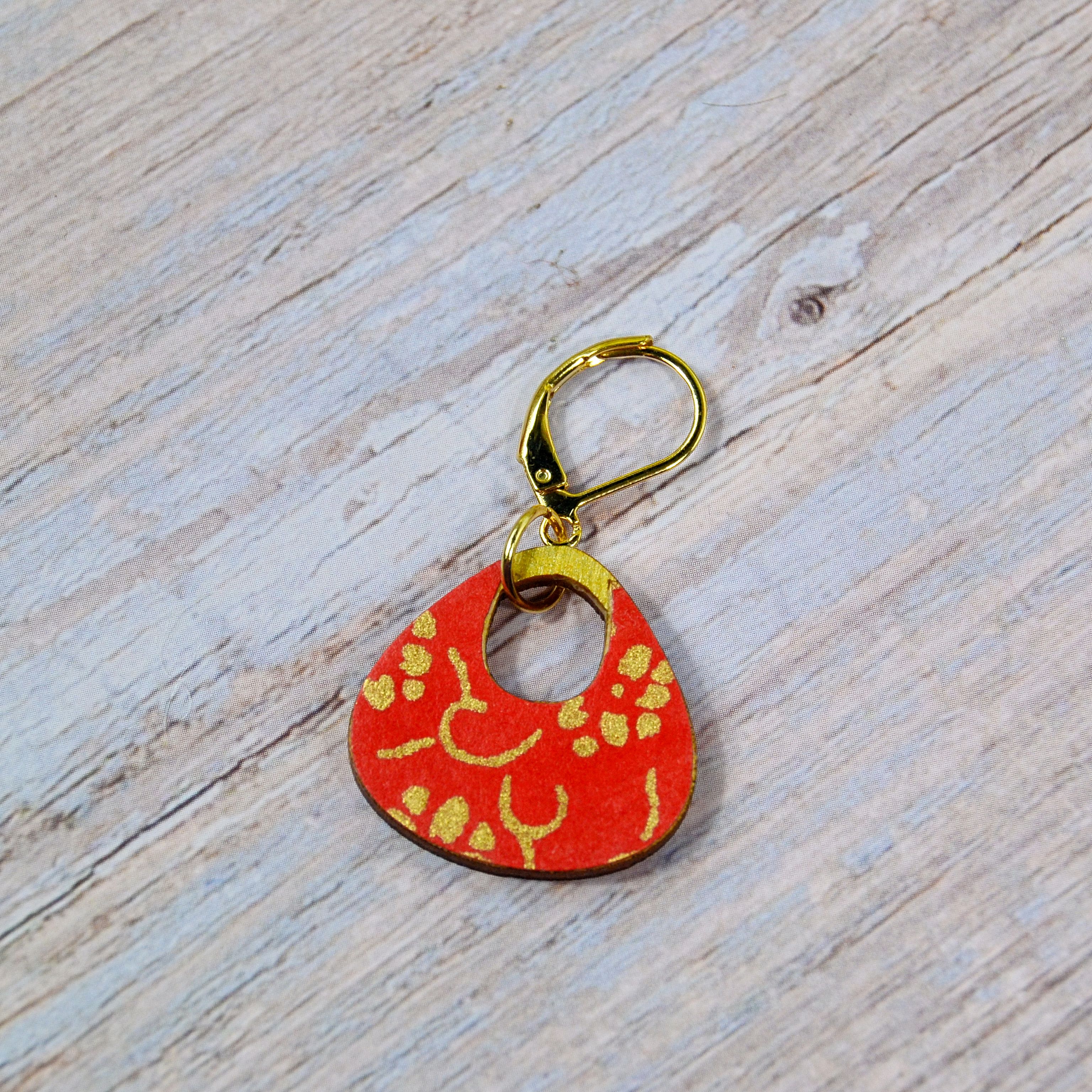 Holzmaschenmarkierer Tasche mit original japanischem Origamipapier rot/Gold