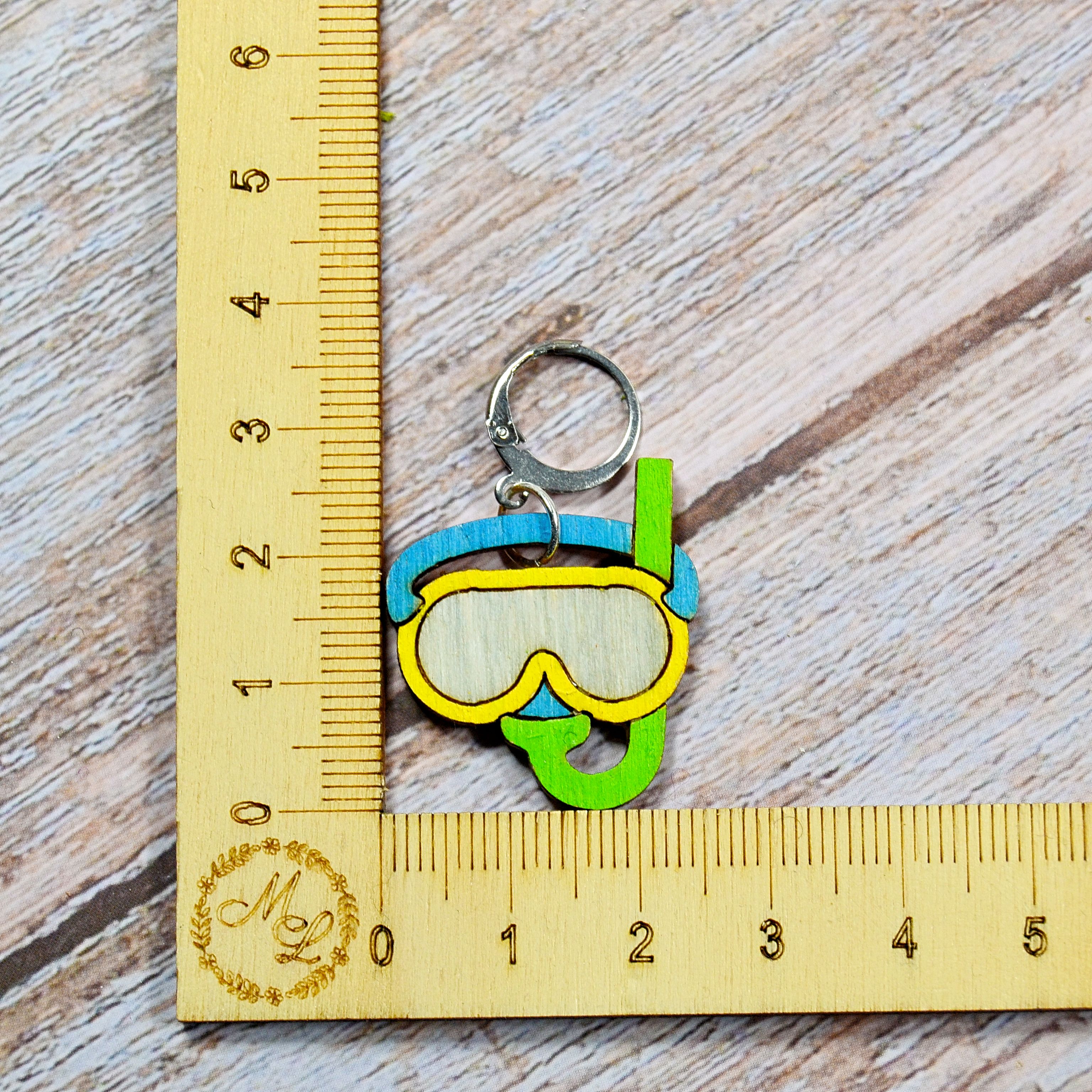 Holzmaschenmarkierer Schwimmbrille an Lineal