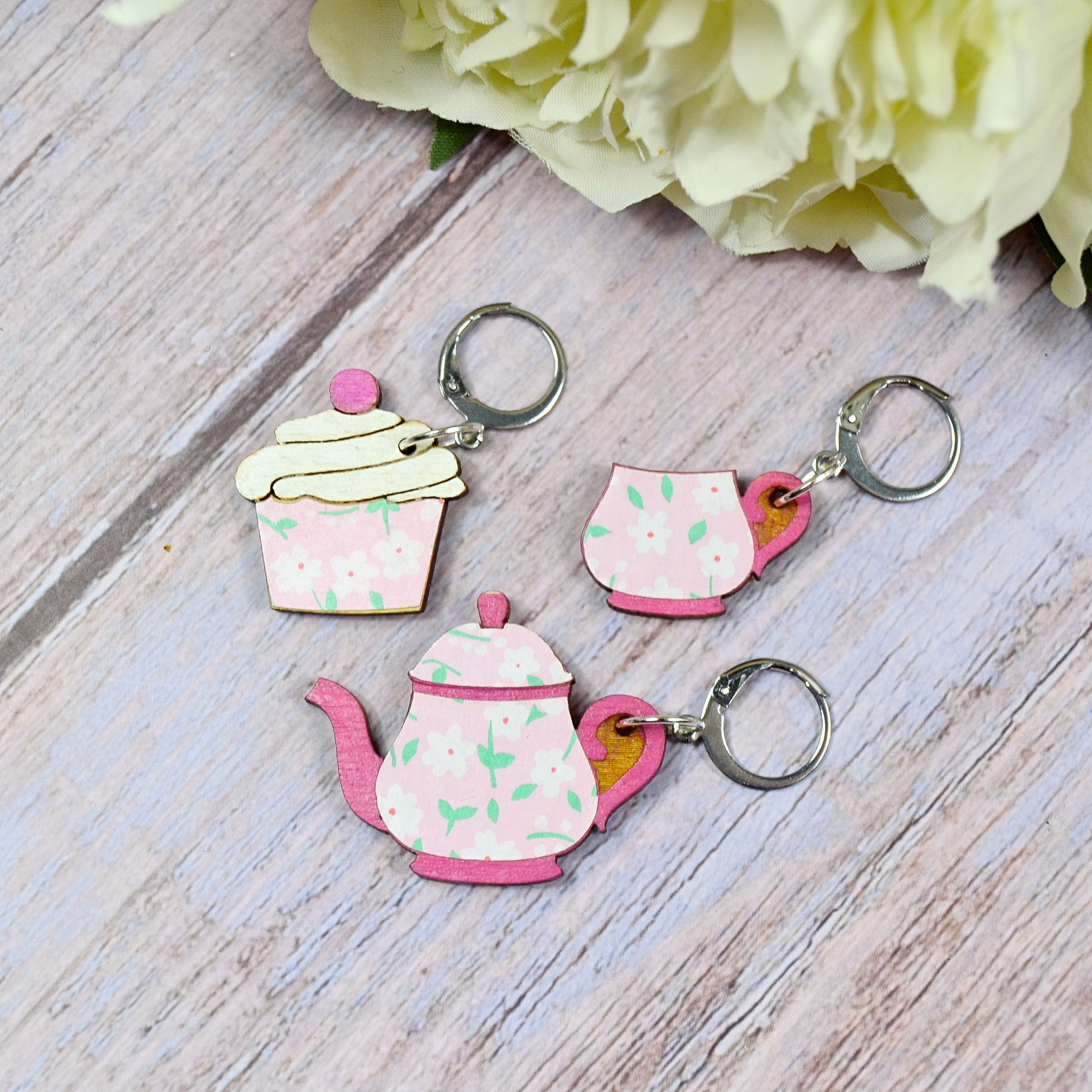 Tee & Muffin Holzmaschenmarkierer-Set in pink