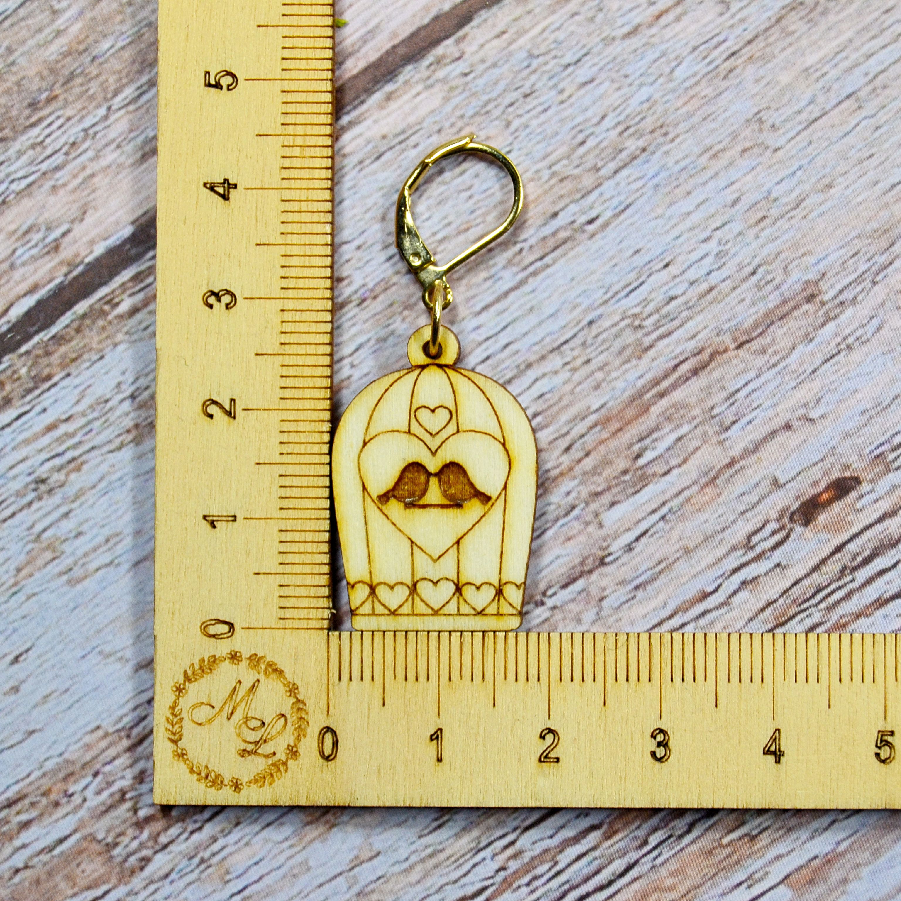 Holzmaschenmarkierer "romantischer Vogelkäfig" an Lineal